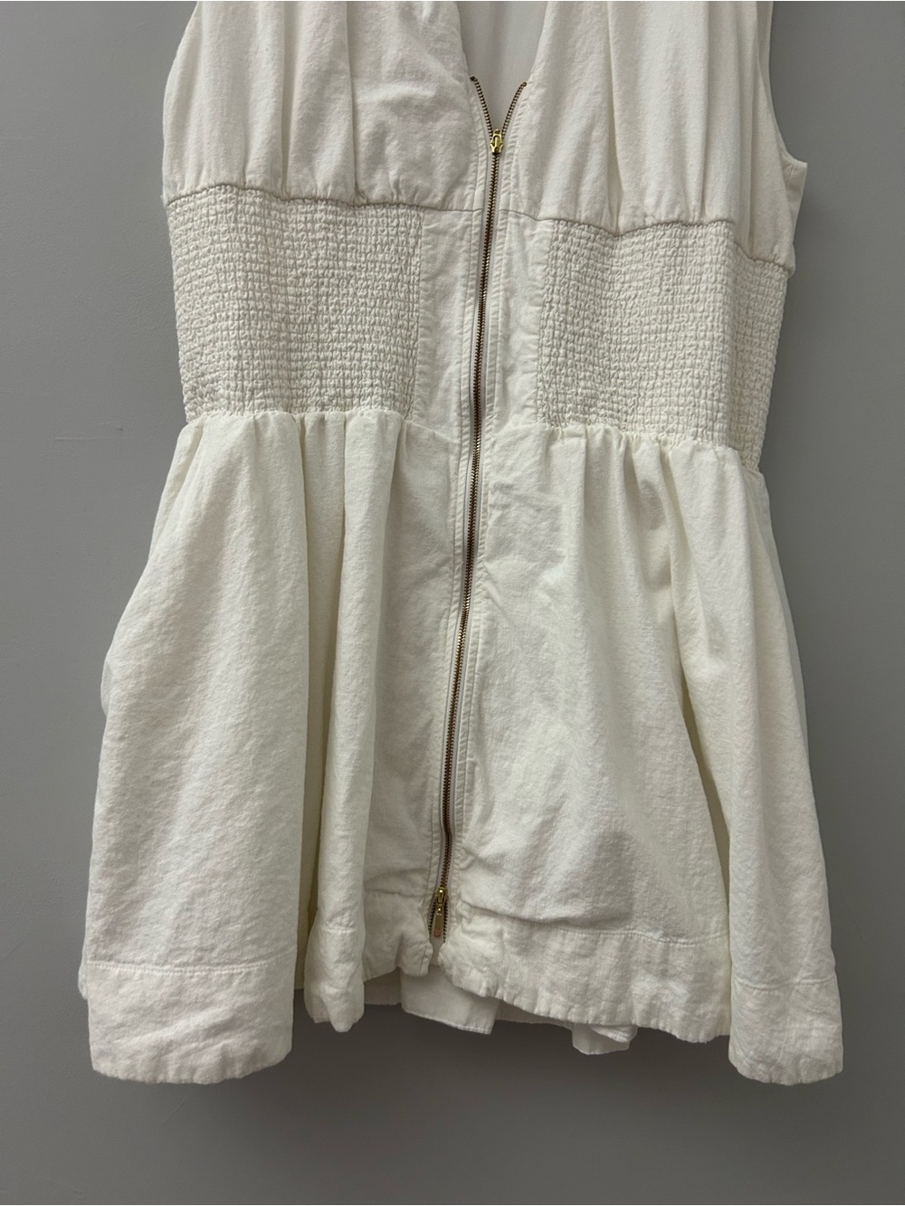 Anthropologie Tommie Zipper Front Mini Shirtdress White Size XL - Picture 4 of 8